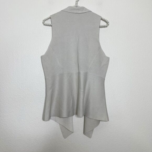 Eileen Fisher Vest Small Knit Open Front  Silk Cotton Oatmeal Beige Sleeveless - Picture 12 of 14